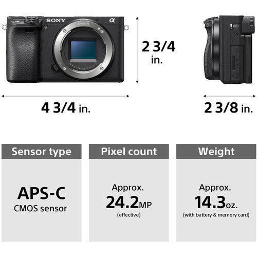 Câmera Sony A6400 Kit 16-50MM – APS-C 24.2MP, 4K, AF 0.02s