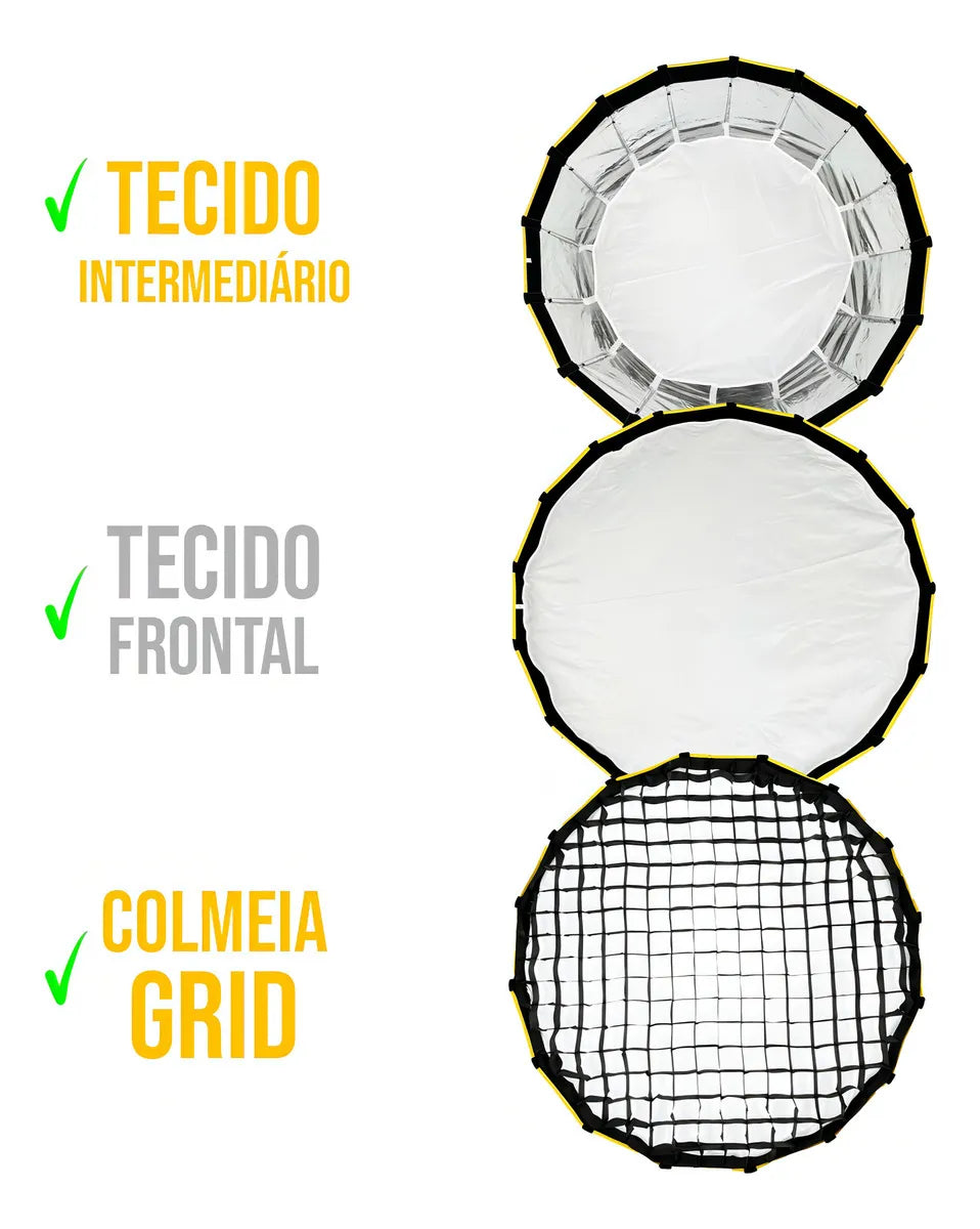 Softbox Parabólico Greika 60cm Bowens com Grid