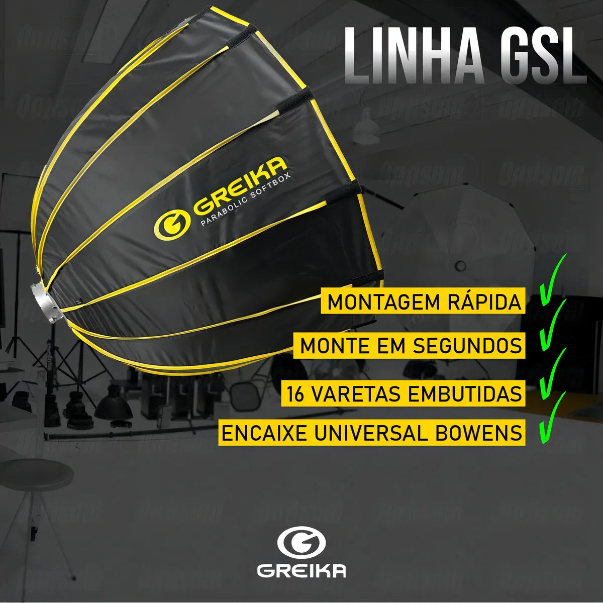 Softbox Parabólico Greika 60cm Bowens com Grid