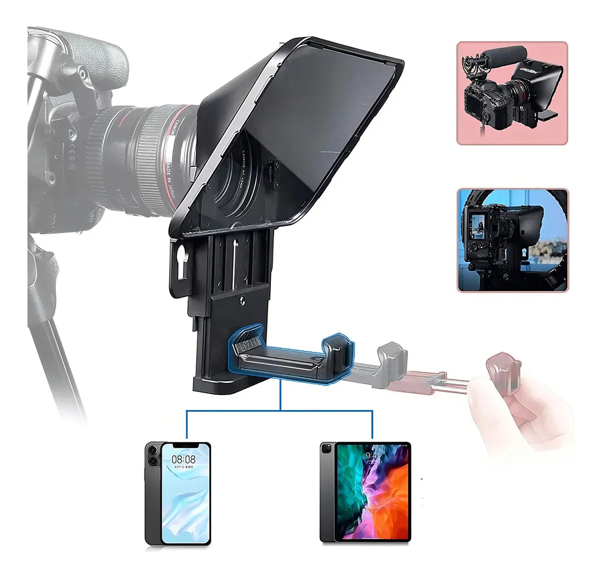 Teleprompter Desview T3 Profissional para Smartphones e Câmeras DSLR
