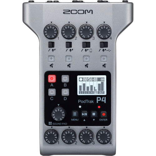Zoom PodTrak P4 Gravador Portátil de Podcast com 4 Entradas