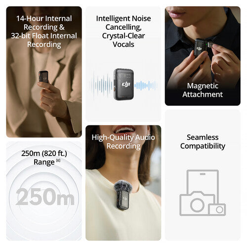 DJI Mic 2 Microfone Sem Fio Compacto Profissional