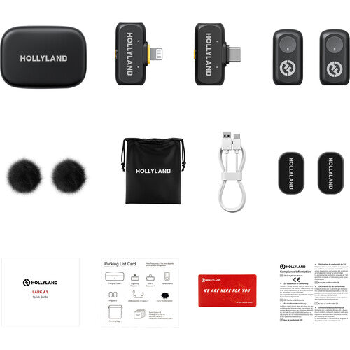 Hollyland LARK A1 Microfone de Lapela Sem Fio Compacto (Versões Lightning e USB-C disponíveis)