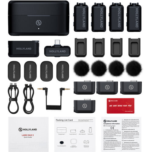 Hollyland Lark Max 2 Combo para 4 Pessoas Sistema de Microfone Sem Fio Profissional