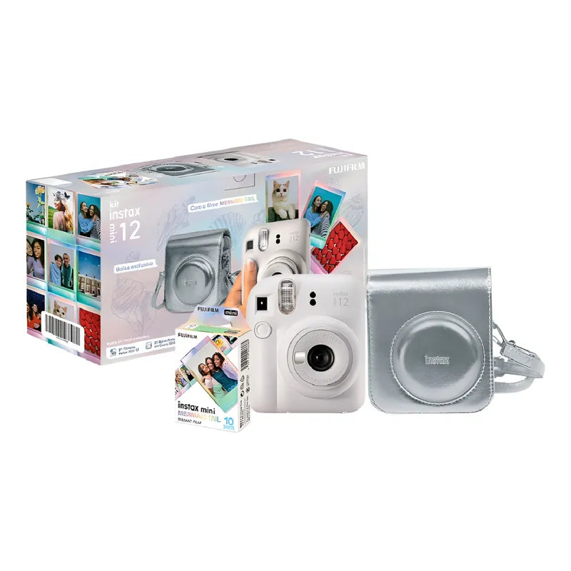 Fujifilm Instax Mini 12 Branca Kit com Bolsa e 10 Filmes – Fotos Instantâneas