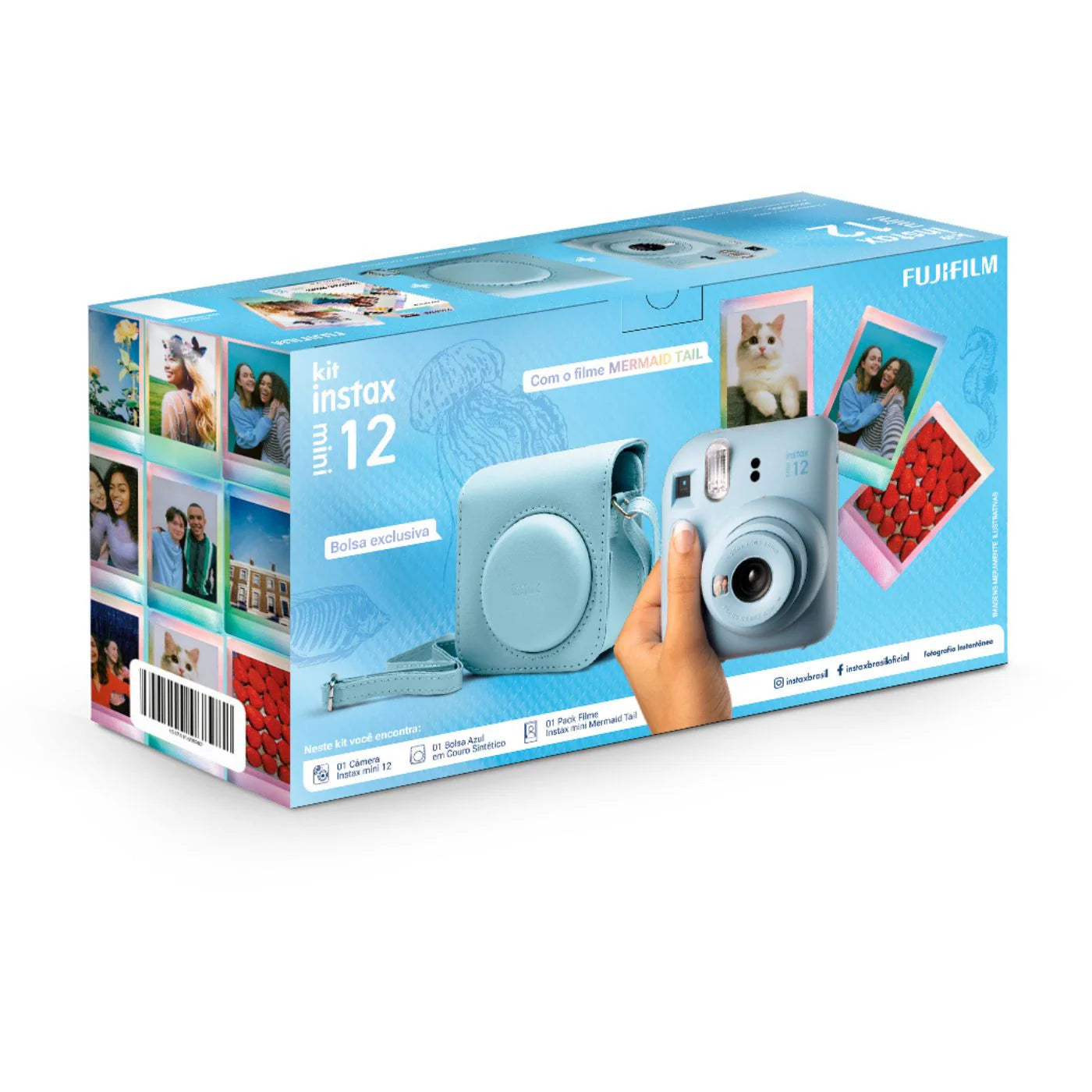 Fujifilm Instax Mini 12 Azul Candy Kit com Bolsa e 10 Filmes – Fotos Instantâneas