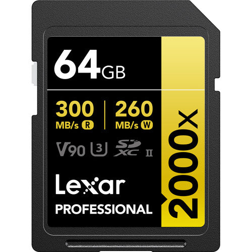 Lexar Professional SDXC UHS-II V90 64GB 2000x Cartão de Memória